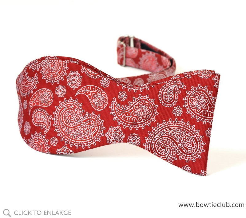 red paisley bow tie pre-tied