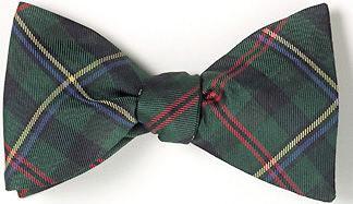 green tartan plaid bow tie