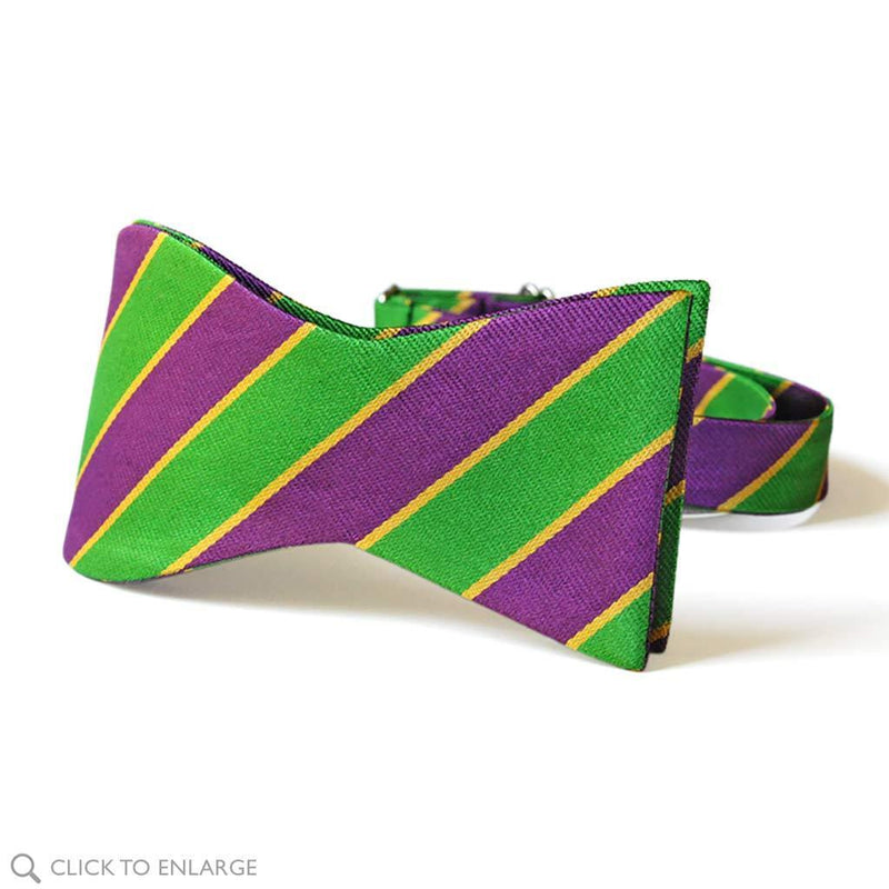 Pretied Mardi Gras Stripe Bow Tie