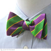 Mardi Gras Stripe Bow Tie on Blue Shirt