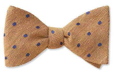 Linen bow tie in gold with silk and wool