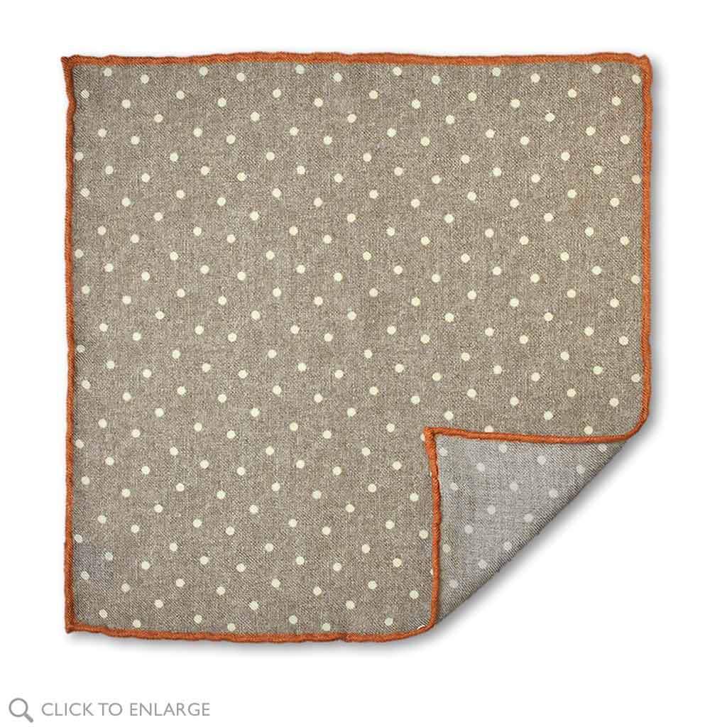 taupe polka dot wool pocket square