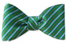 Pre-tied green stripe silk christmas bow tie