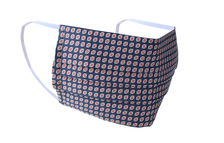 Navy Diamond Floret Cotton Mask