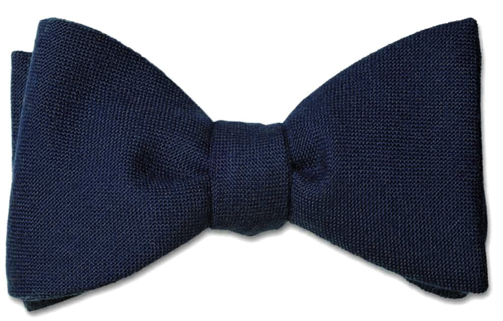 Navy wool bow tie