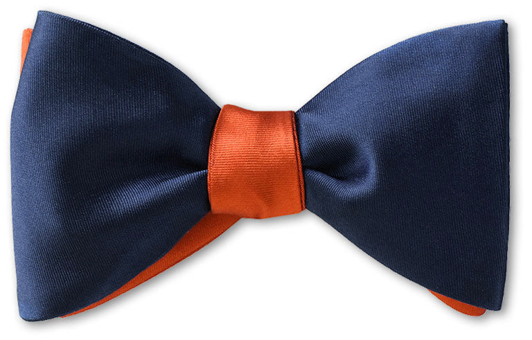 Navy/Orange Satin Pre-tied