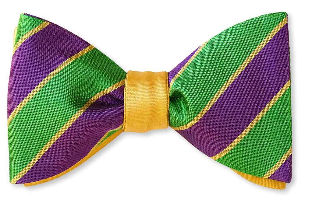 New Orleans Mardi Gras Reversible Stripe Bow Tie