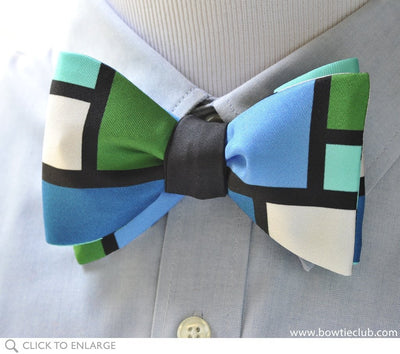 colorblock bow tie on shirt