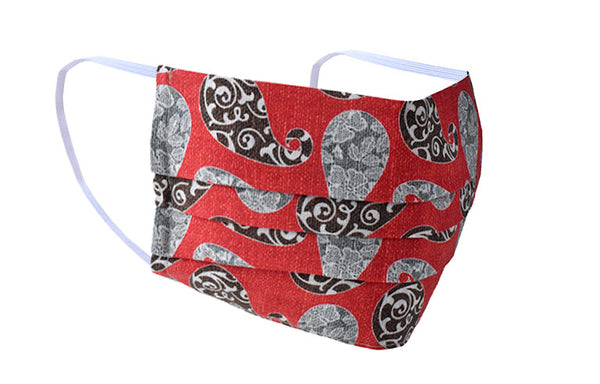 Red Paisley Cotton Pleated Face Mask | Matching Bow Tie Option