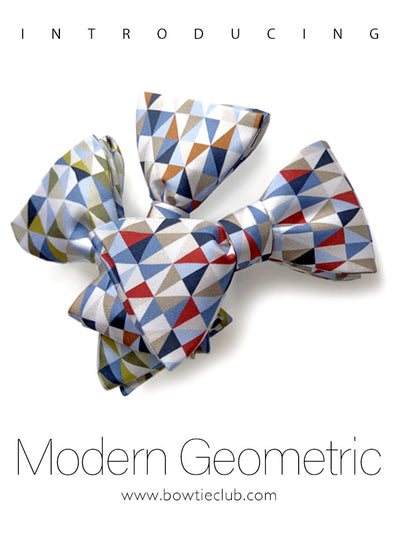 a trio of geometric modern bow ties with triangle design