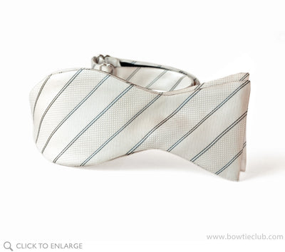Self-tie white stripes  silk bow tie