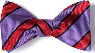 bow ties american made purple silk stripes