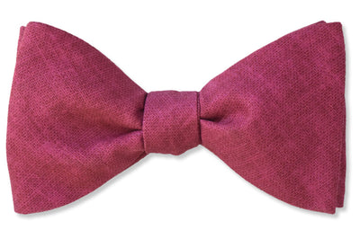 Solid Burgundy Textured and Heathered Cotton Bow Tie