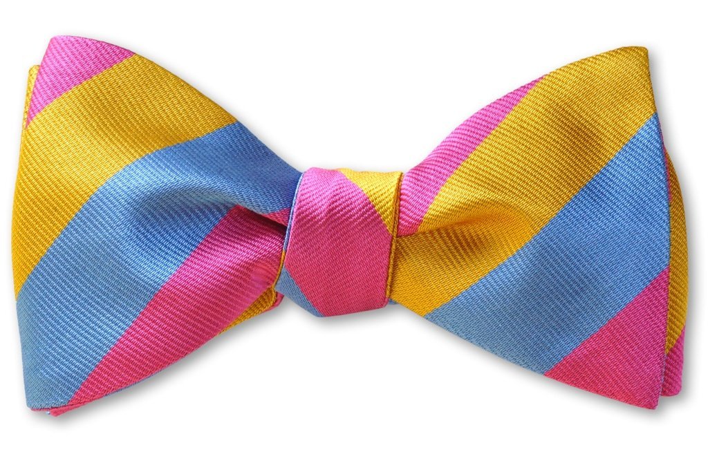 Pink and top blue bow tie