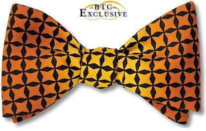 bow ties designer color block yellow brown silk american made