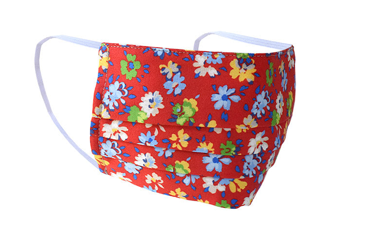 Red floral soft cotton non surgical face mask