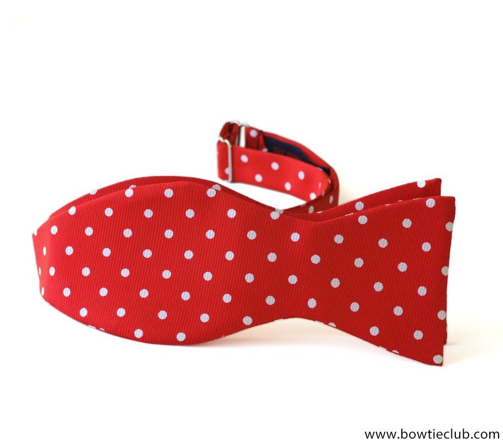 Red Polka Dots Silk Bow Tie | Red Robin