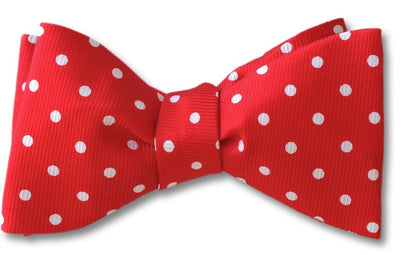 Red Polka Dots Silk Bow Tie | Red Robin