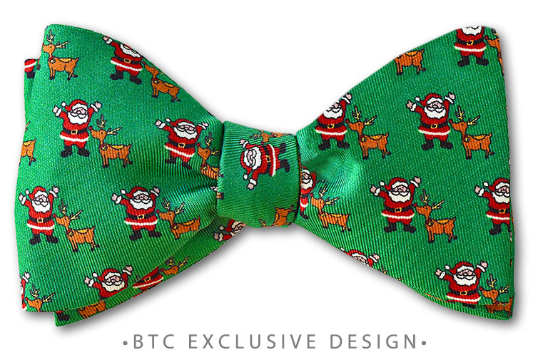 festive christmas santa and rudolph bow tie