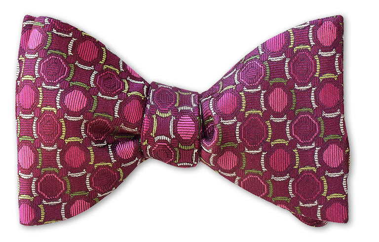 pretied red magenta silk woven bow tie