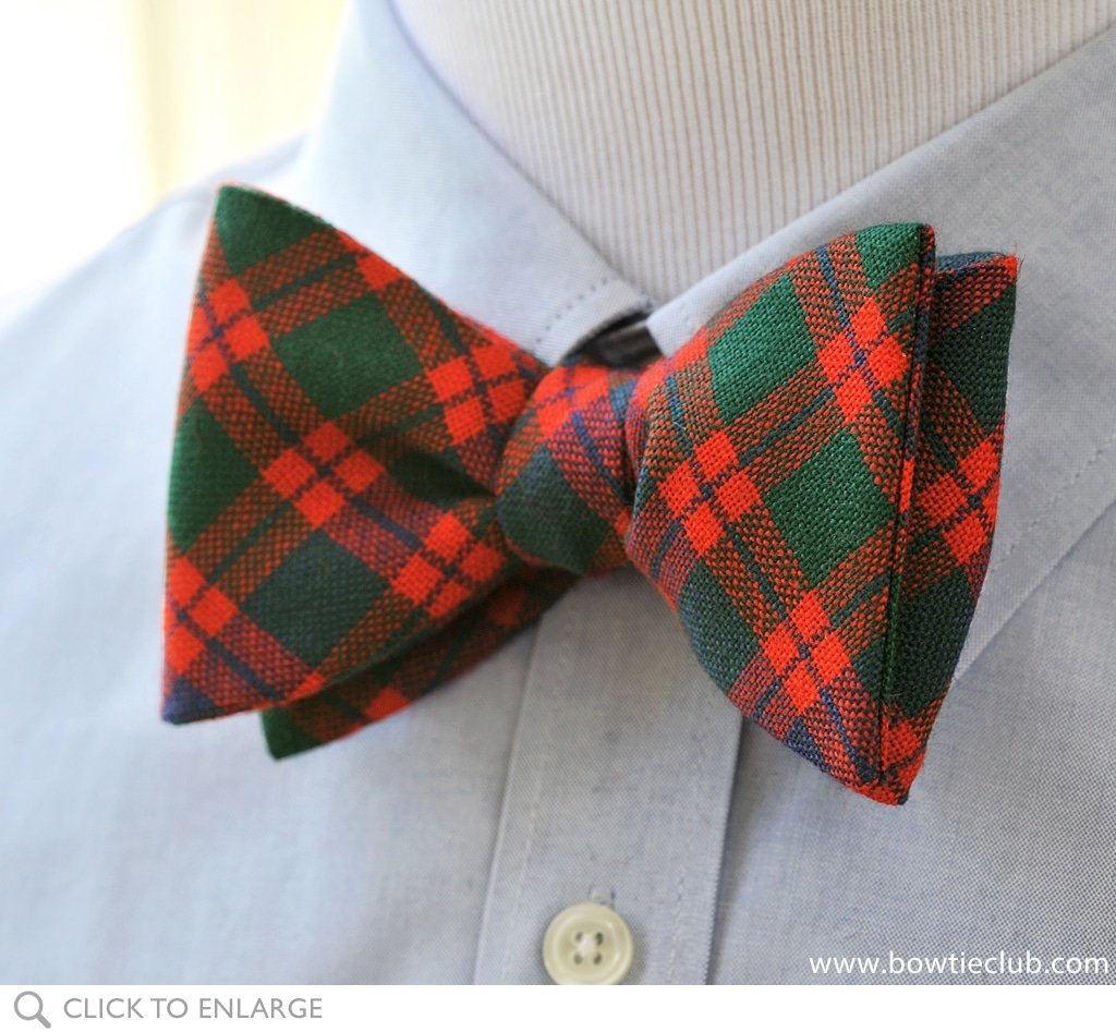 Skene Tartan Bow Tie on shirt