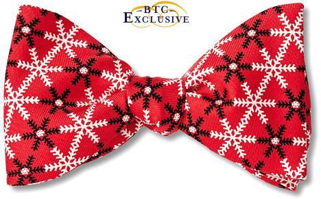Red Snowflake Christmas Bow Tie