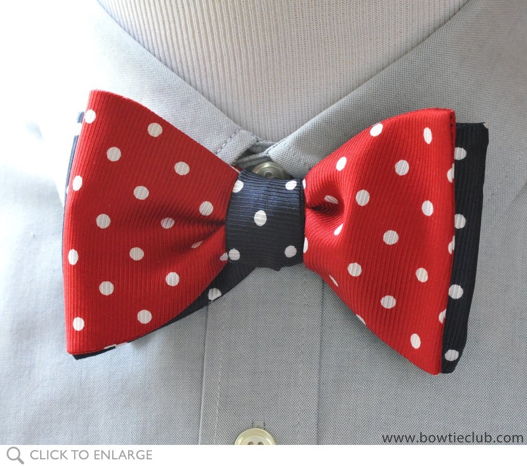 Navy and Red 2 panel bow tie