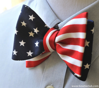 American Made Silk Men's Bow Tie with American Flag design