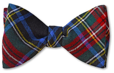 Stewart Black Modern Authentic Scottish Wool Tartan Bow Tie