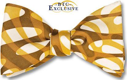 bow ties designer american made wave brown tan silk