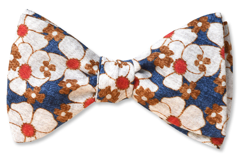Summer Garden Blue Cotton Bow Tie