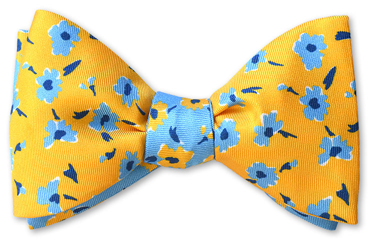 yellow summer reversible bow tie