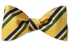 English Silk Yellow Green Navy Stripes Bow Tie