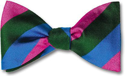 British Woven Stripes Bow Tie Pink Green Blue
