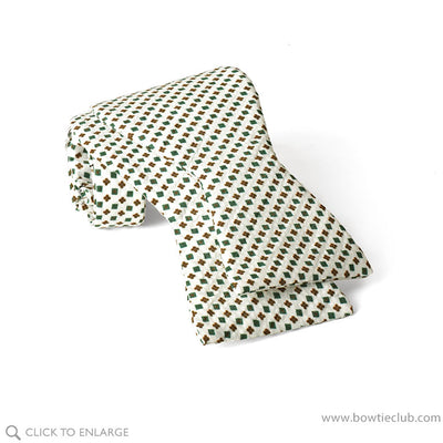 self tie Tiburon White Floret Cotton Silk Seersucker Bow Tie