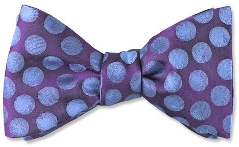 Purple and Blue Polka Dots Silk Bow Tie