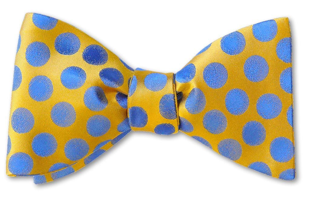 Tuscany Yellow Polka Dots Silk pre tied Bow Tie www.bowtieclub