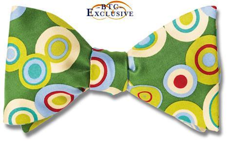 bow ties designer american made green silk circles