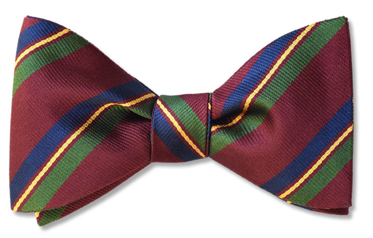 Burgundy Stripe Men's Bow Tie
