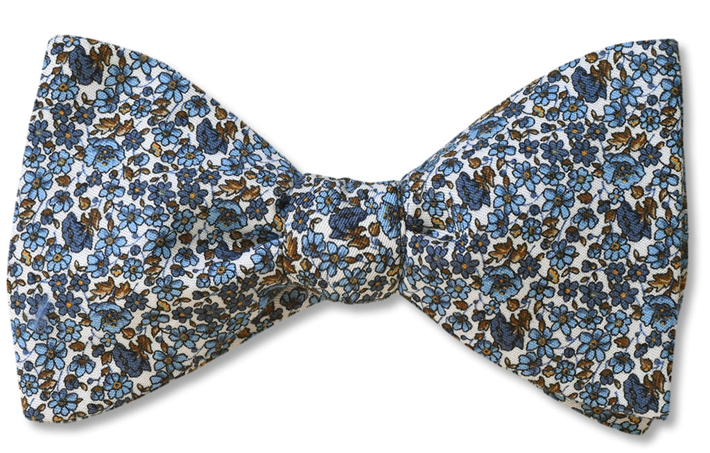 Woodland Floral Blue Cotton Bow Tie