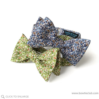 Woodland Floral Green Cotton Bow Tie