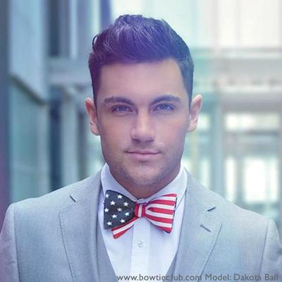 American Flag Bow Tie On Model
